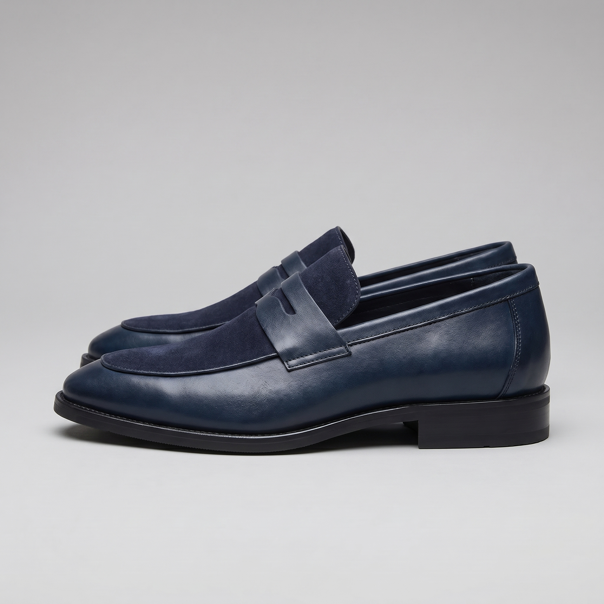 Herren Leder Wildleder Panel Loafer