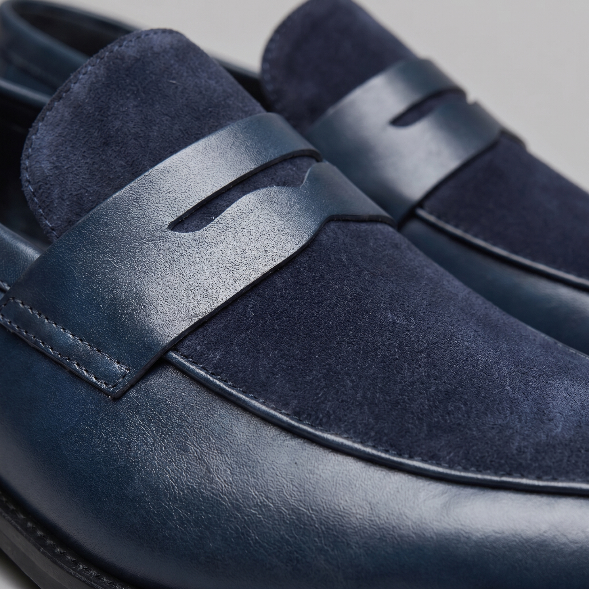 Herren Leder Wildleder Panel Loafer