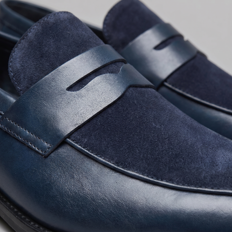 Herren Leder Wildleder Panel Loafer