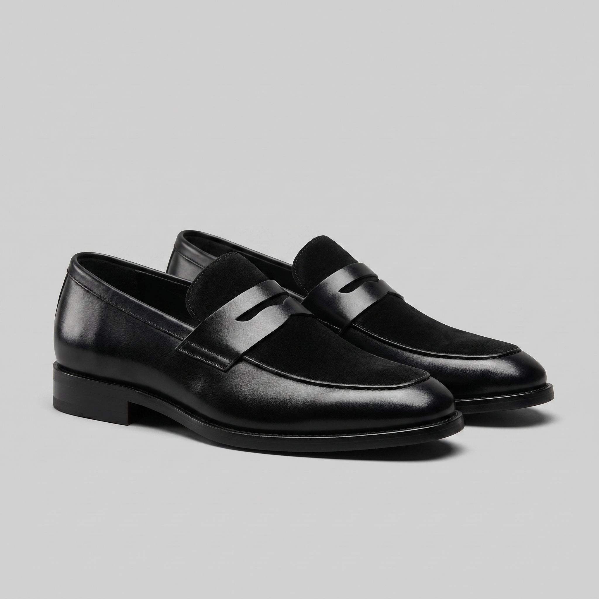 Herren Leder Wildleder Panel Loafer