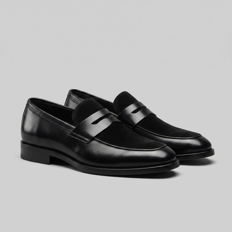 Herren Leder Wildleder Panel Loafer
