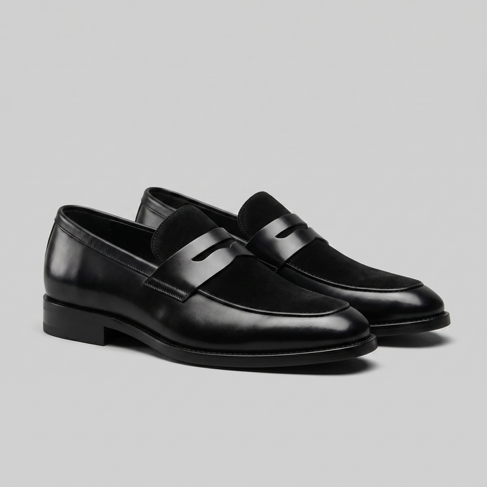 Herren Leder Wildleder Panel Loafer