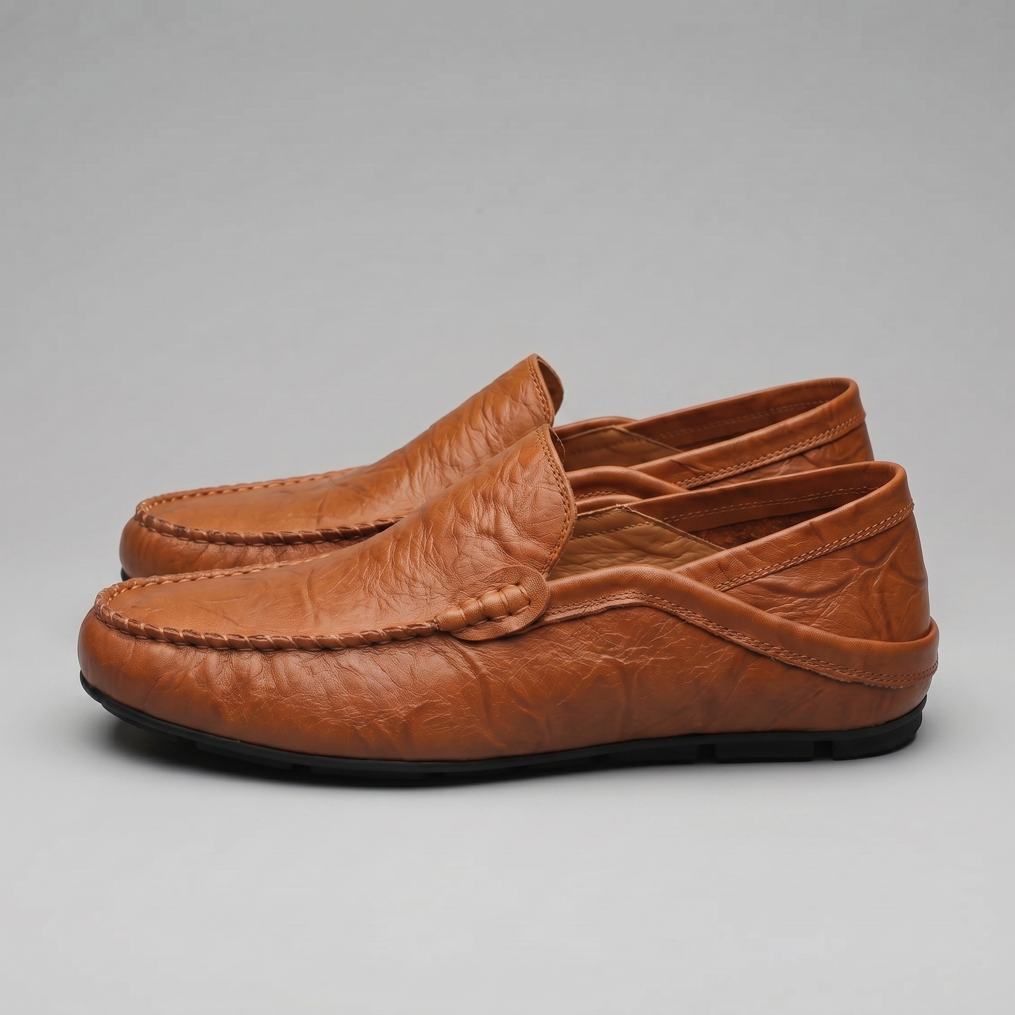 Herren Leder Reise Loafer mit Klappbarer Ferse