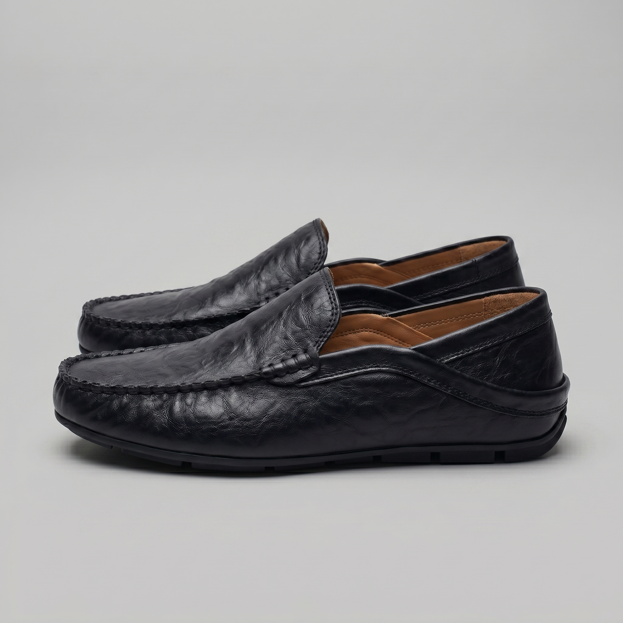 Herren Leder Reise Loafer mit Klappbarer Ferse