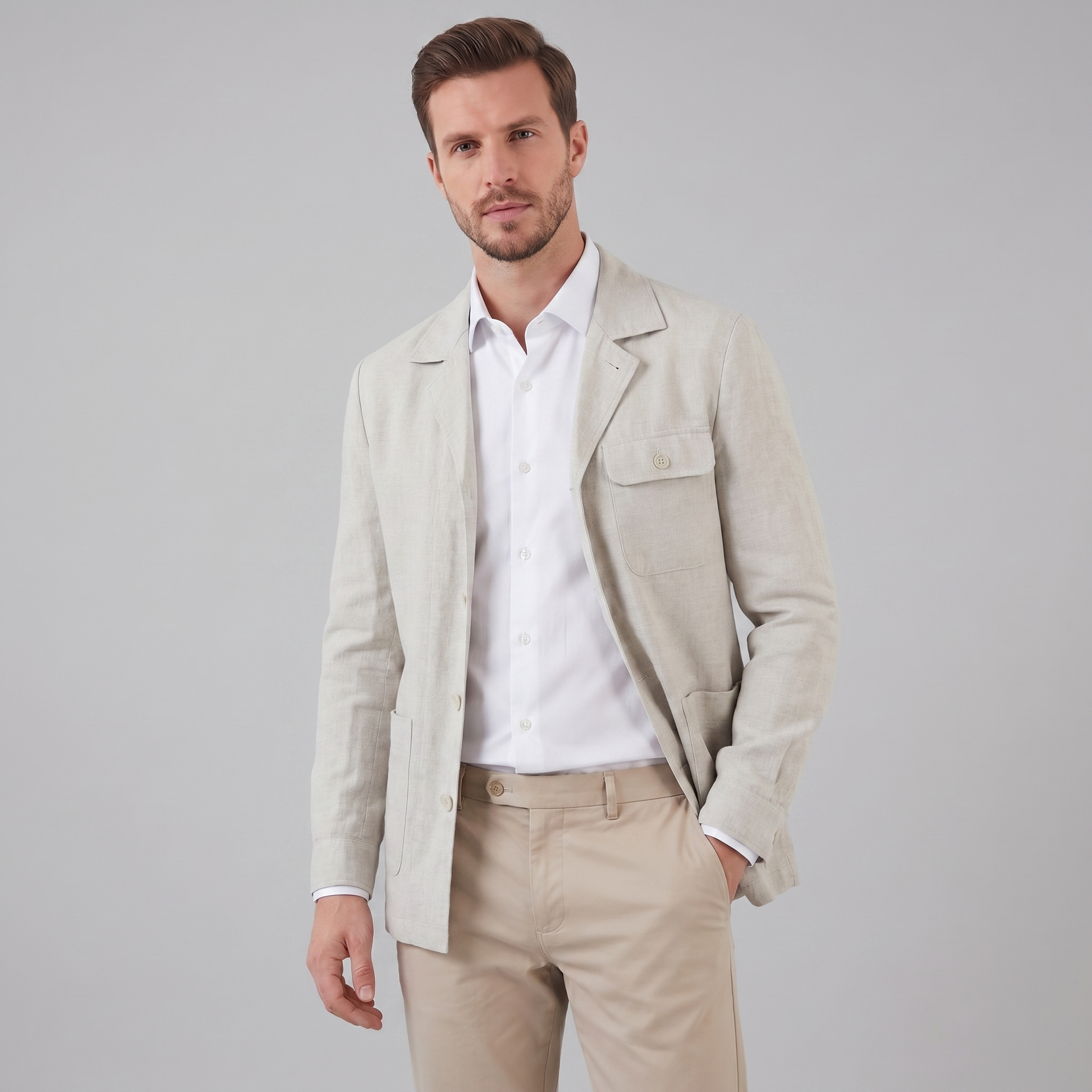 Herren Leichte Leinenmischungsjacke
