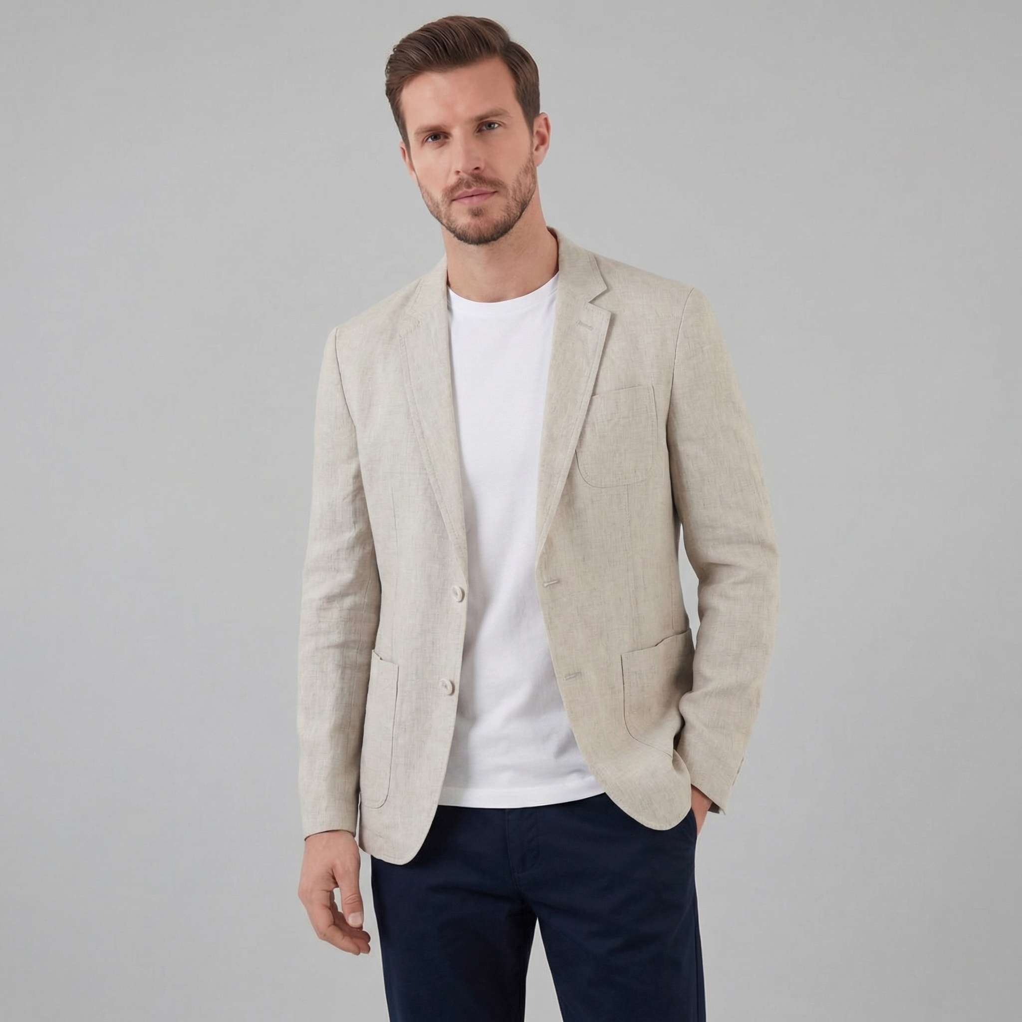Herren Leinen Blazerjacke