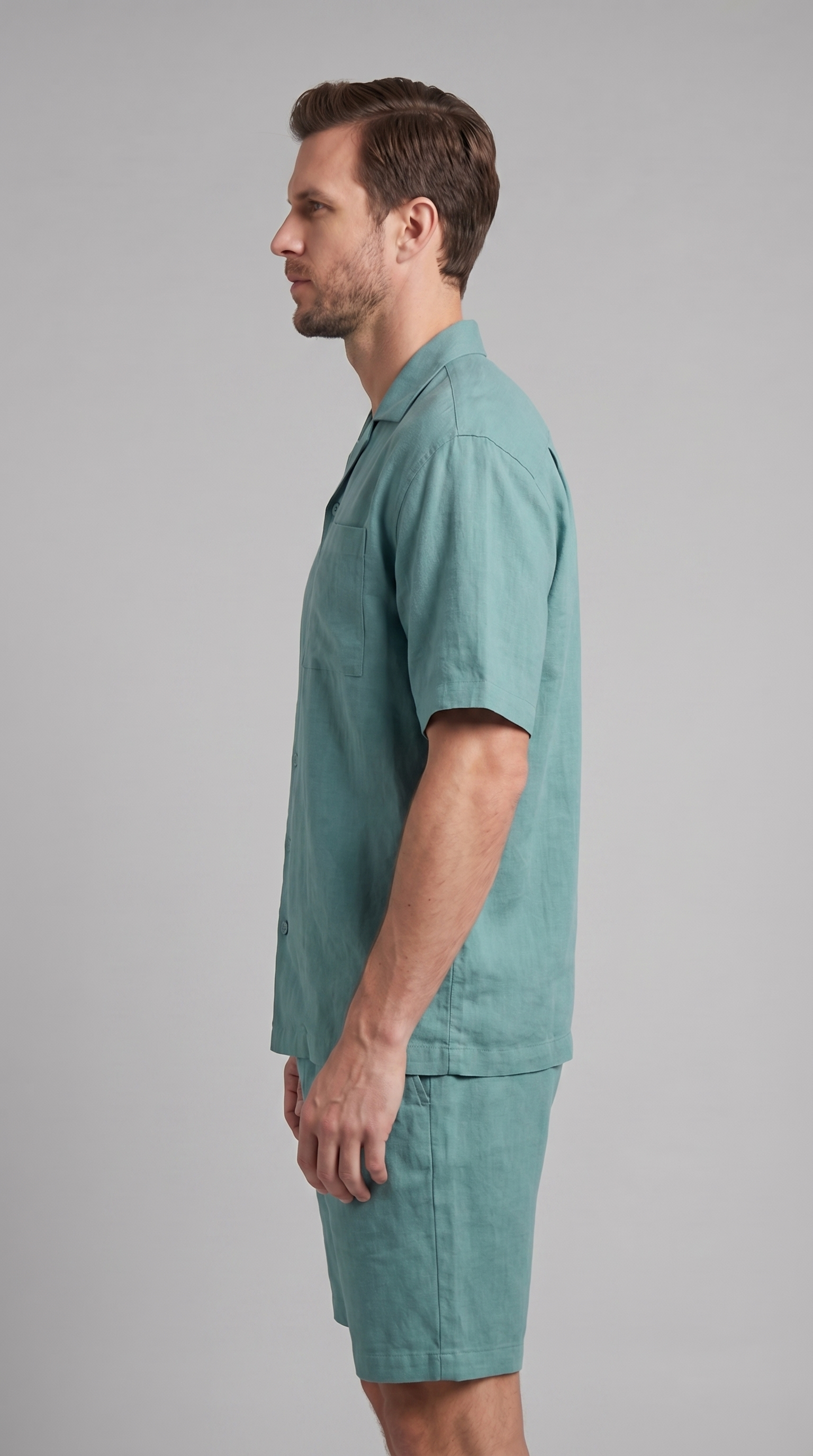 Herren Leinenmix Outfit Set Für Sommer