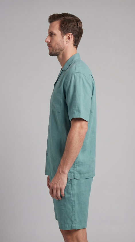 Herren Leinenmix Outfit Set Für Sommer
