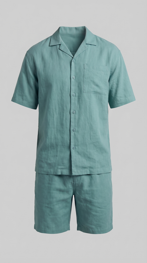 Herren Leinenmix Outfit Set Für Sommer