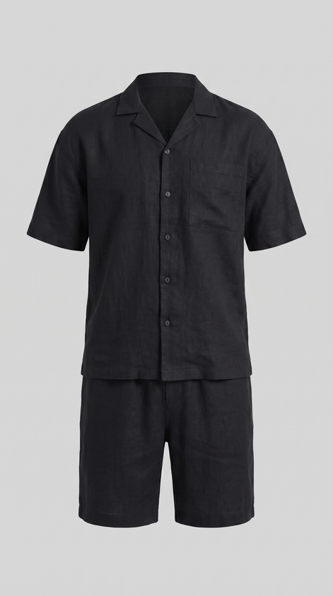 Herren Leinenmix Outfit Set Für Sommer