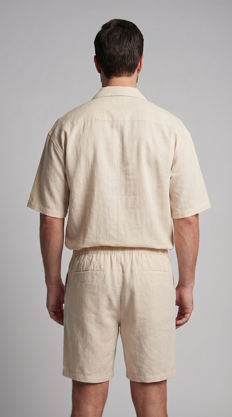 Herren Leinenmix Outfit Set Für Sommer
