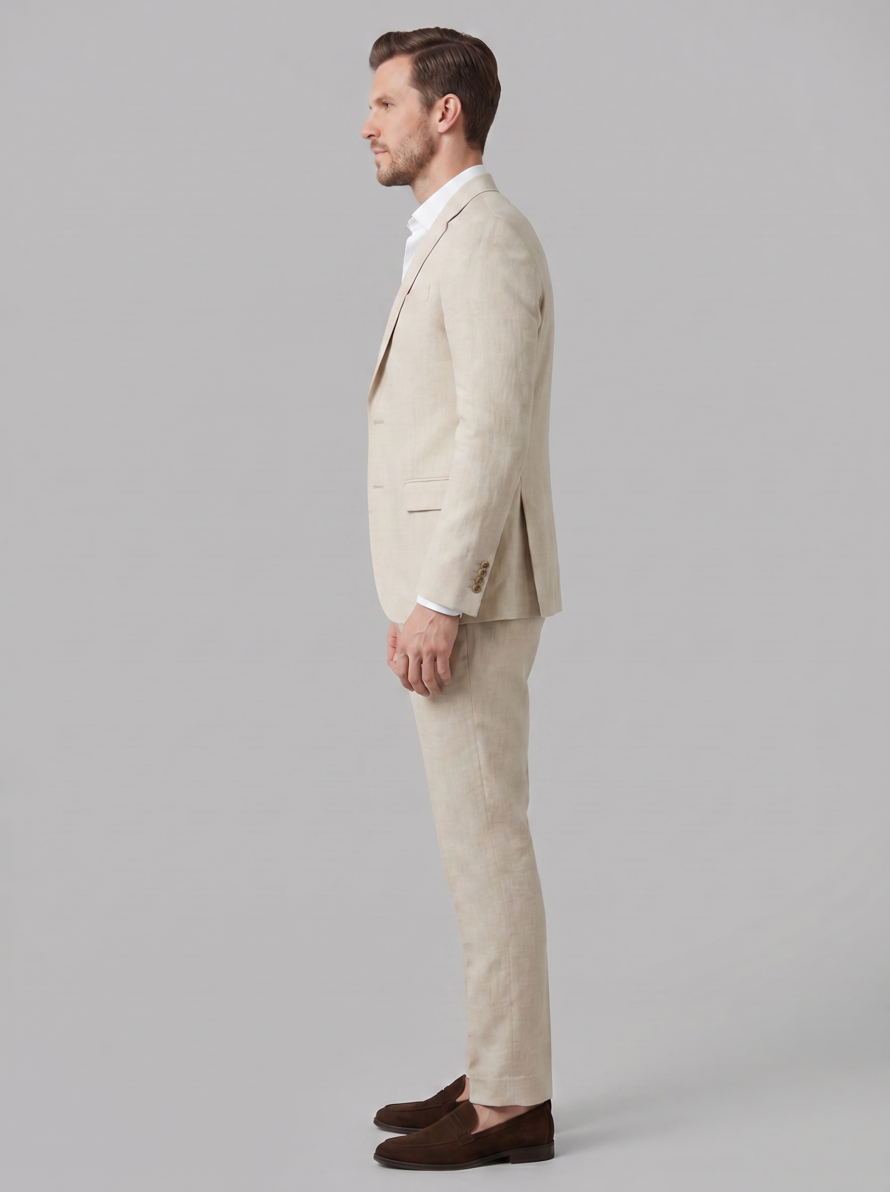 Herren Hochzeitsanzug Aus Leinenmischung