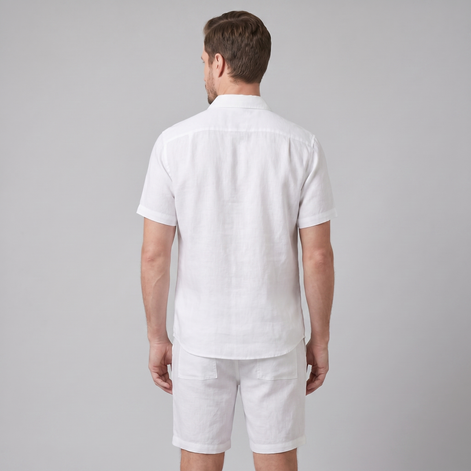 Herren Leinen Camp Kragen Hemd Und Shorts Set