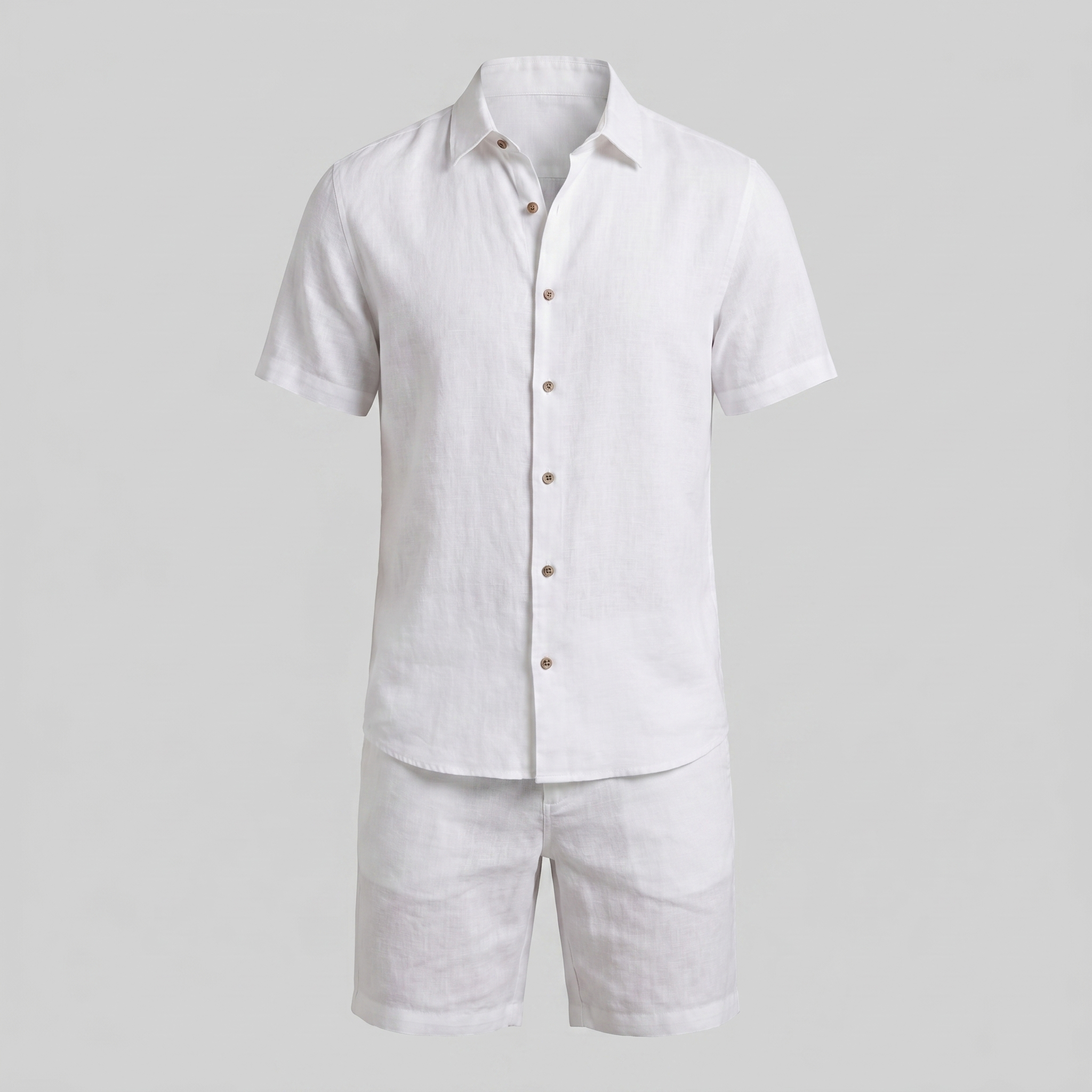Herren Leinen Camp Kragen Hemd Und Shorts Set