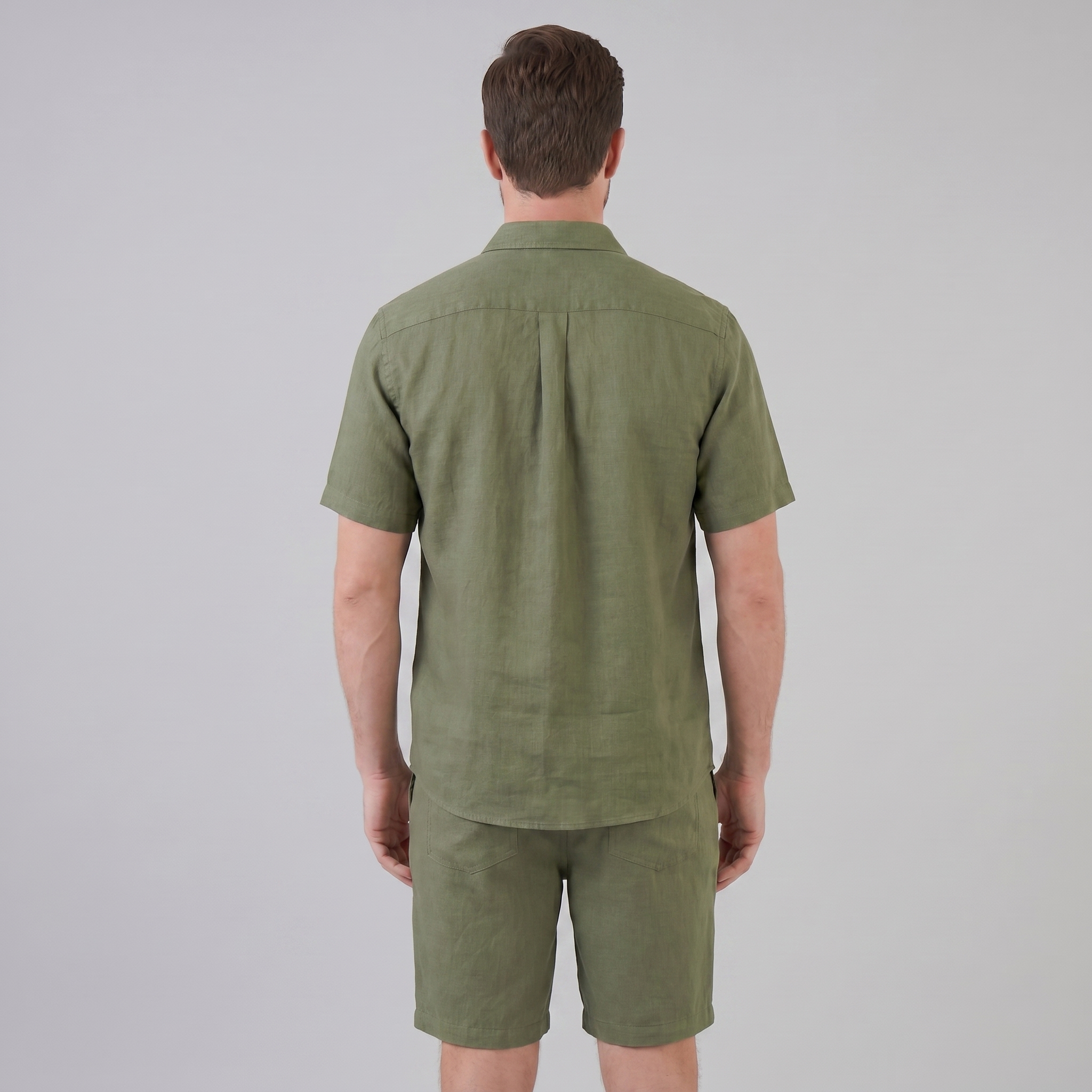 Herren Leinen Camp Kragen Hemd Und Shorts Set
