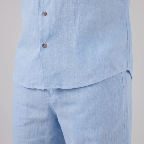 Herren Leinen Camp Kragen Hemd Und Shorts Set