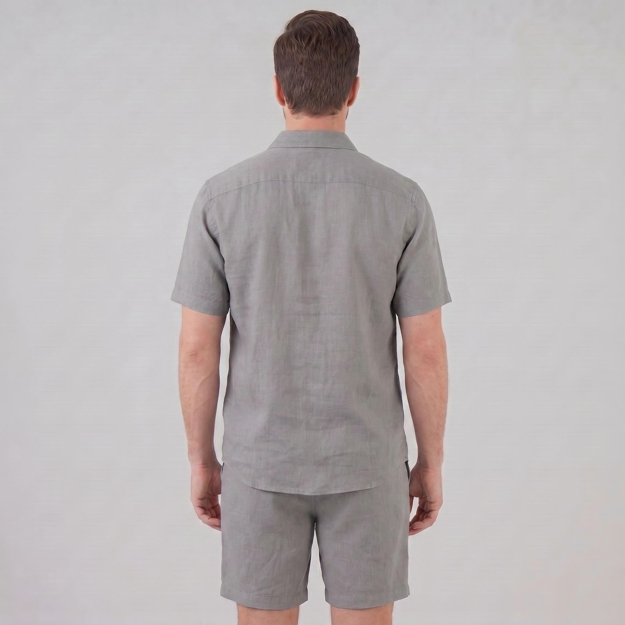 Herren Leinen Camp Kragen Hemd Und Shorts Set