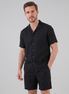 Herren Leinen Camp Kragen Hemd Und Shorts Set