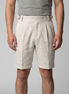 Herren Leinen Klassische Shorts Mit Verstellbarem Bund Und Falten