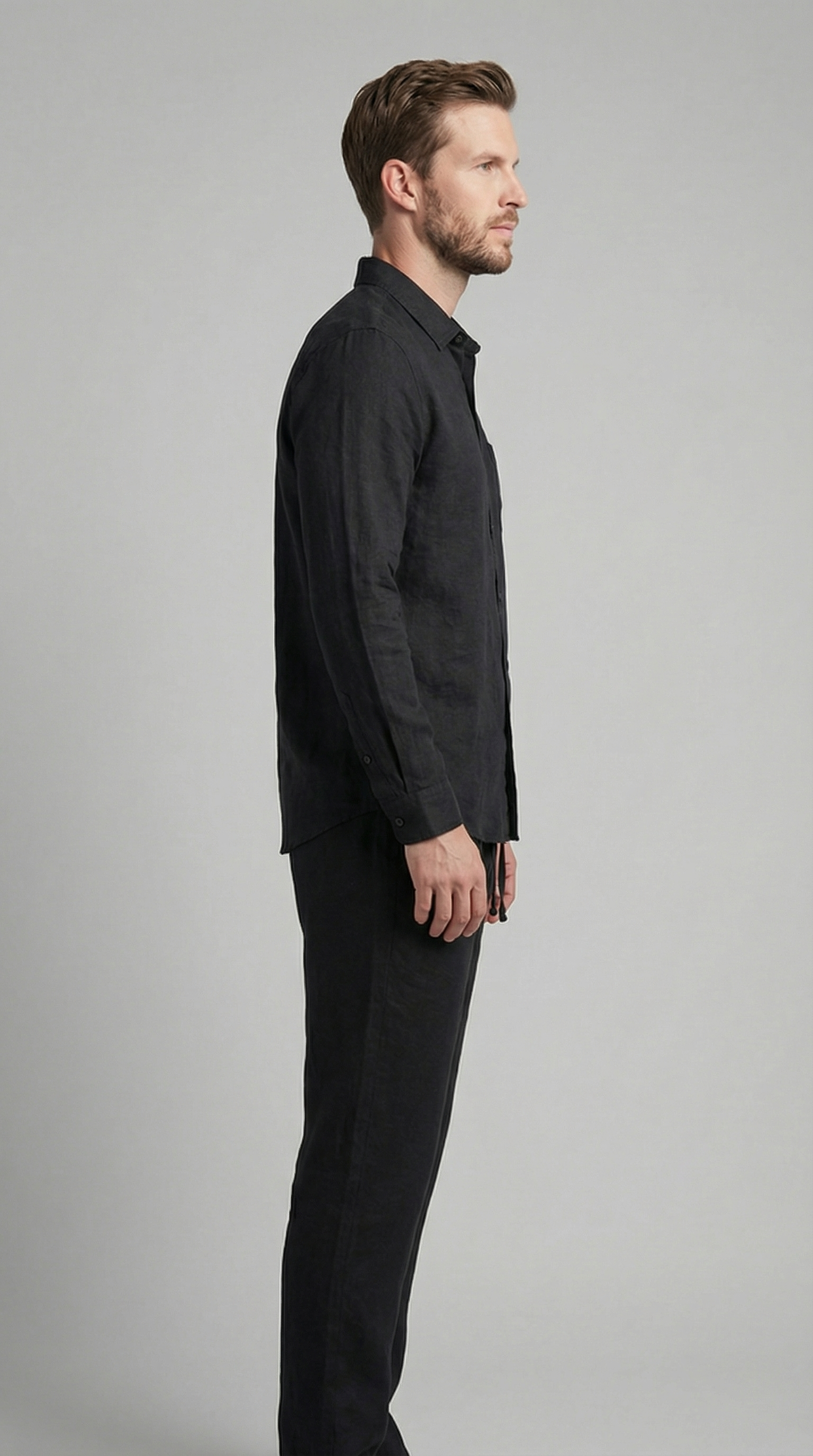 Herren Leinen Koordiniertes Set