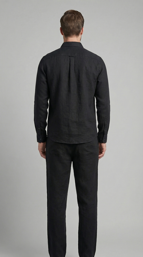 Herren Leinen Koordiniertes Set