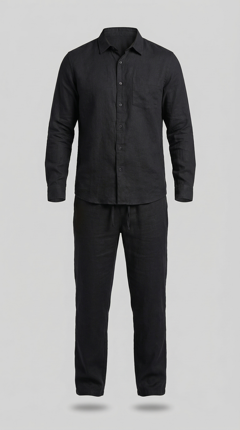 Herren Leinen Koordiniertes Set