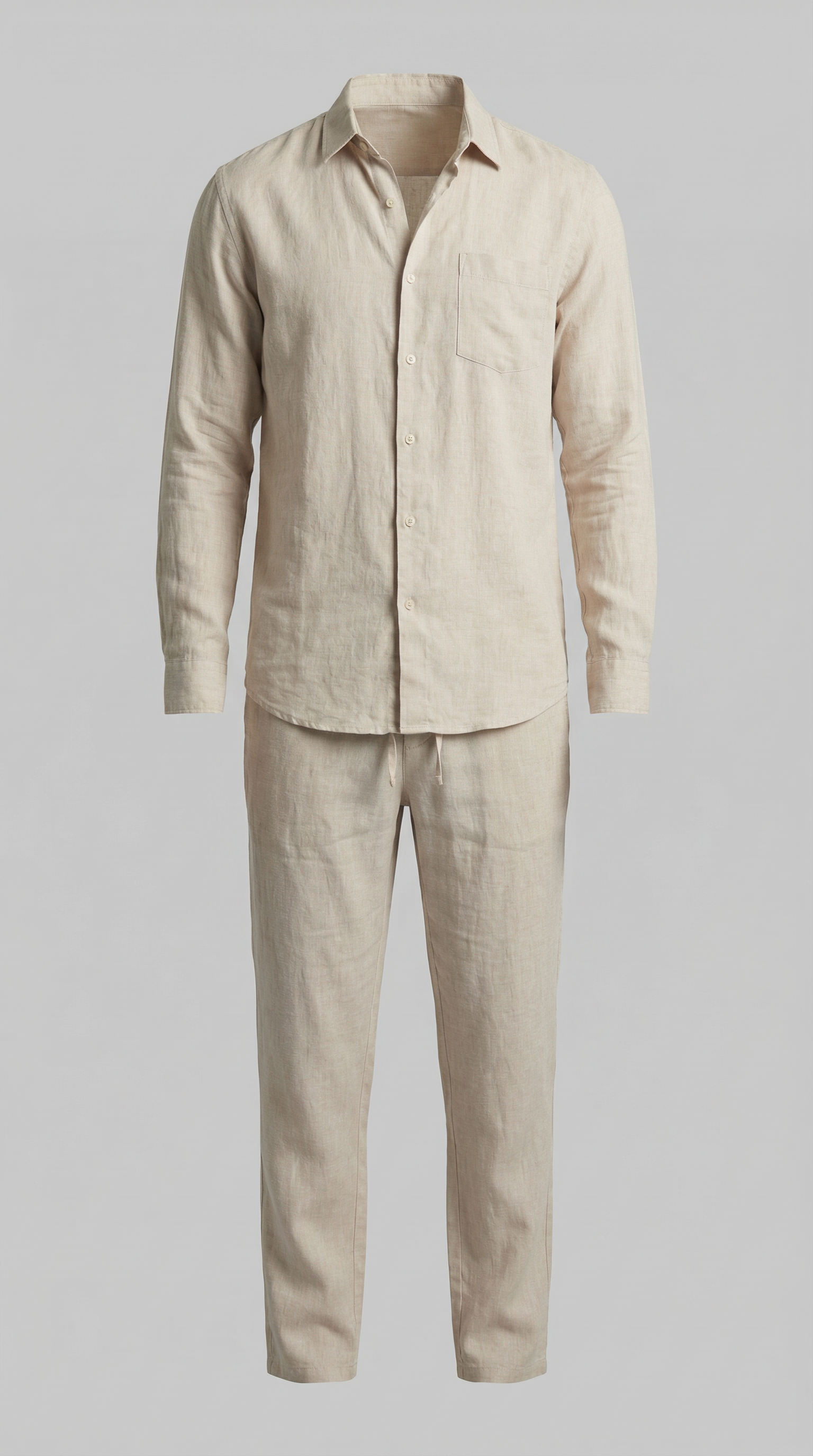 Herren Leinen Koordiniertes Set