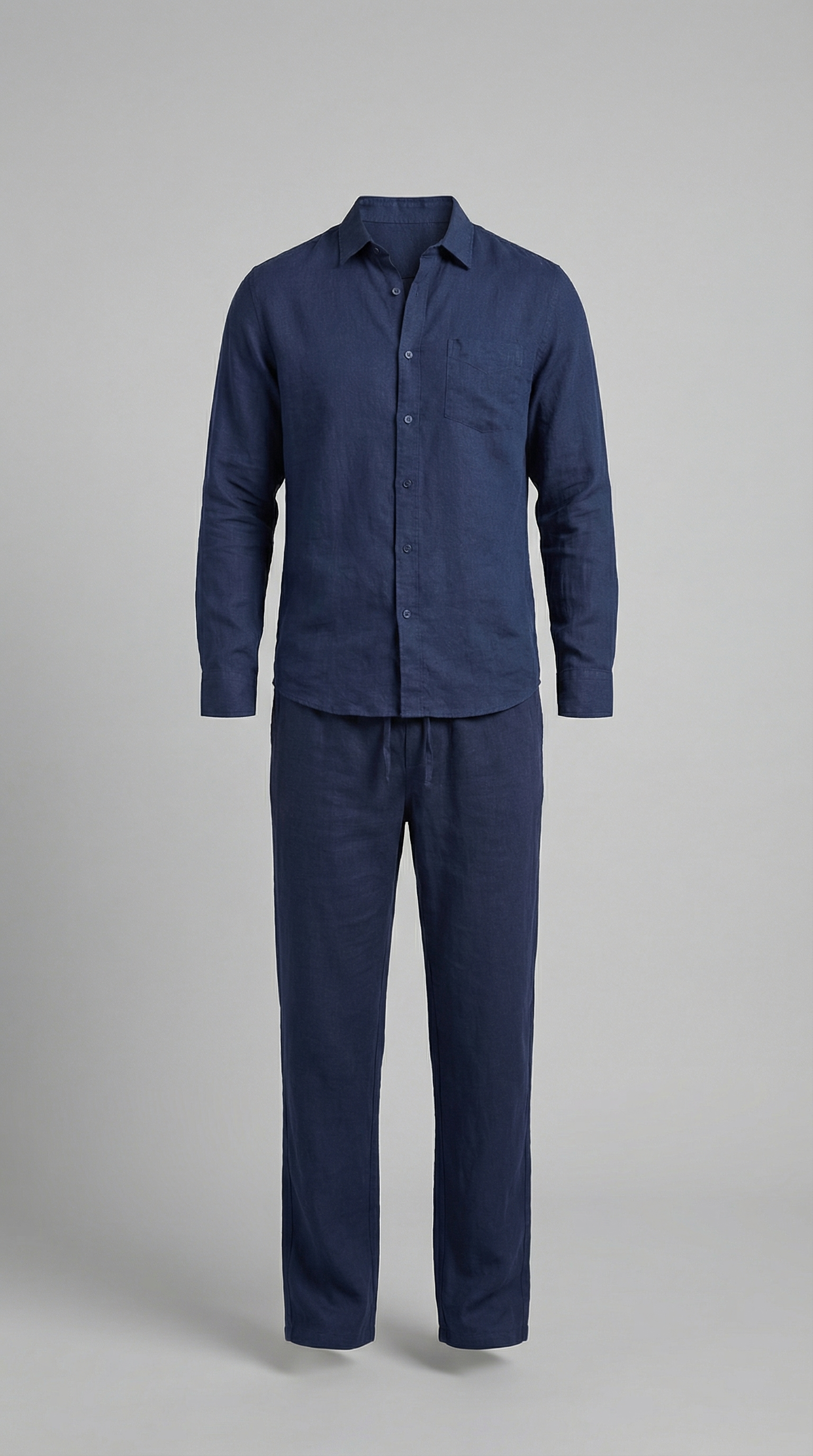 Herren Leinen Koordiniertes Set