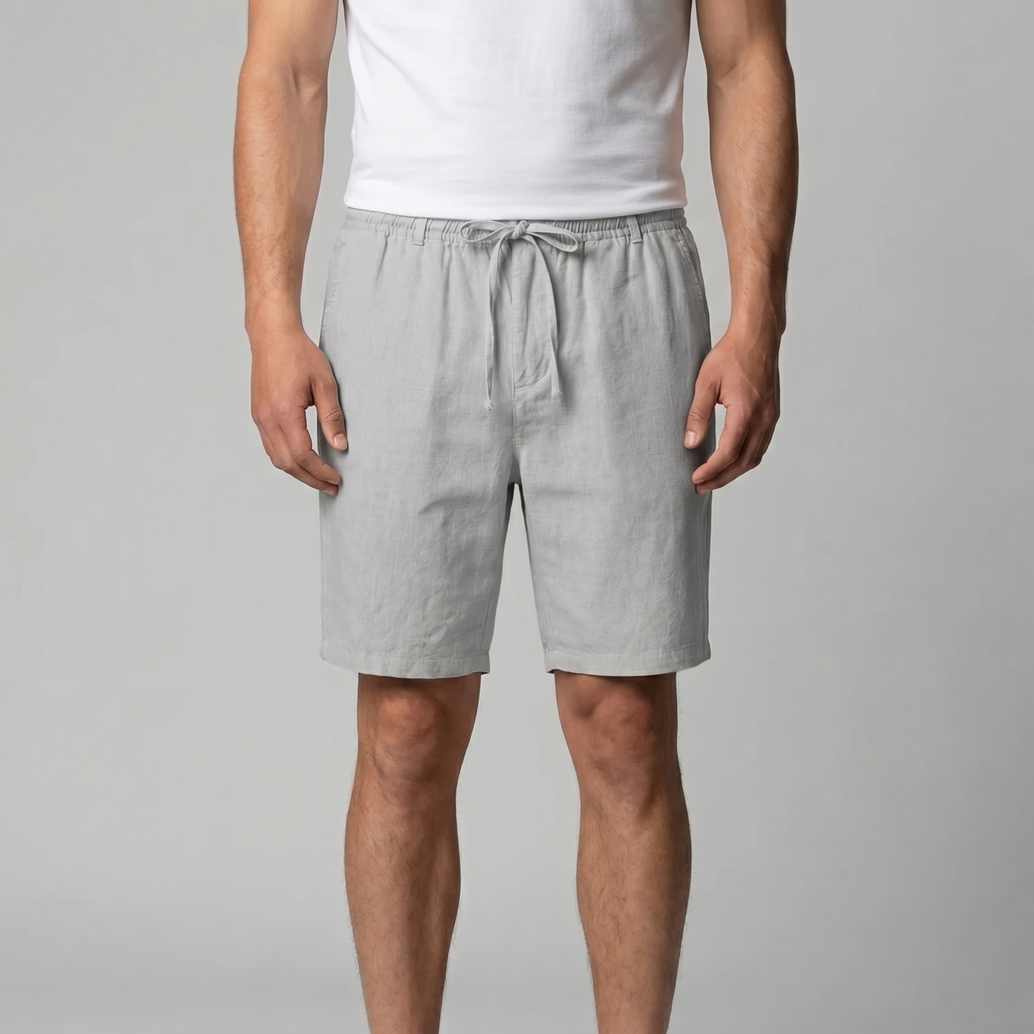 Herren Leinen Shorts Mit Elastischem Kordelzug