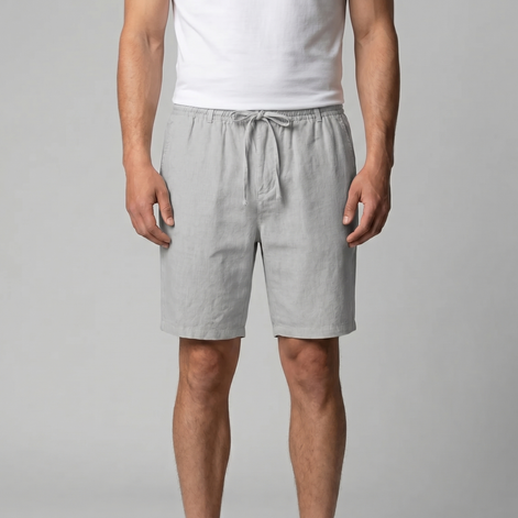 Herren Leinen Shorts Mit Elastischem Kordelzug