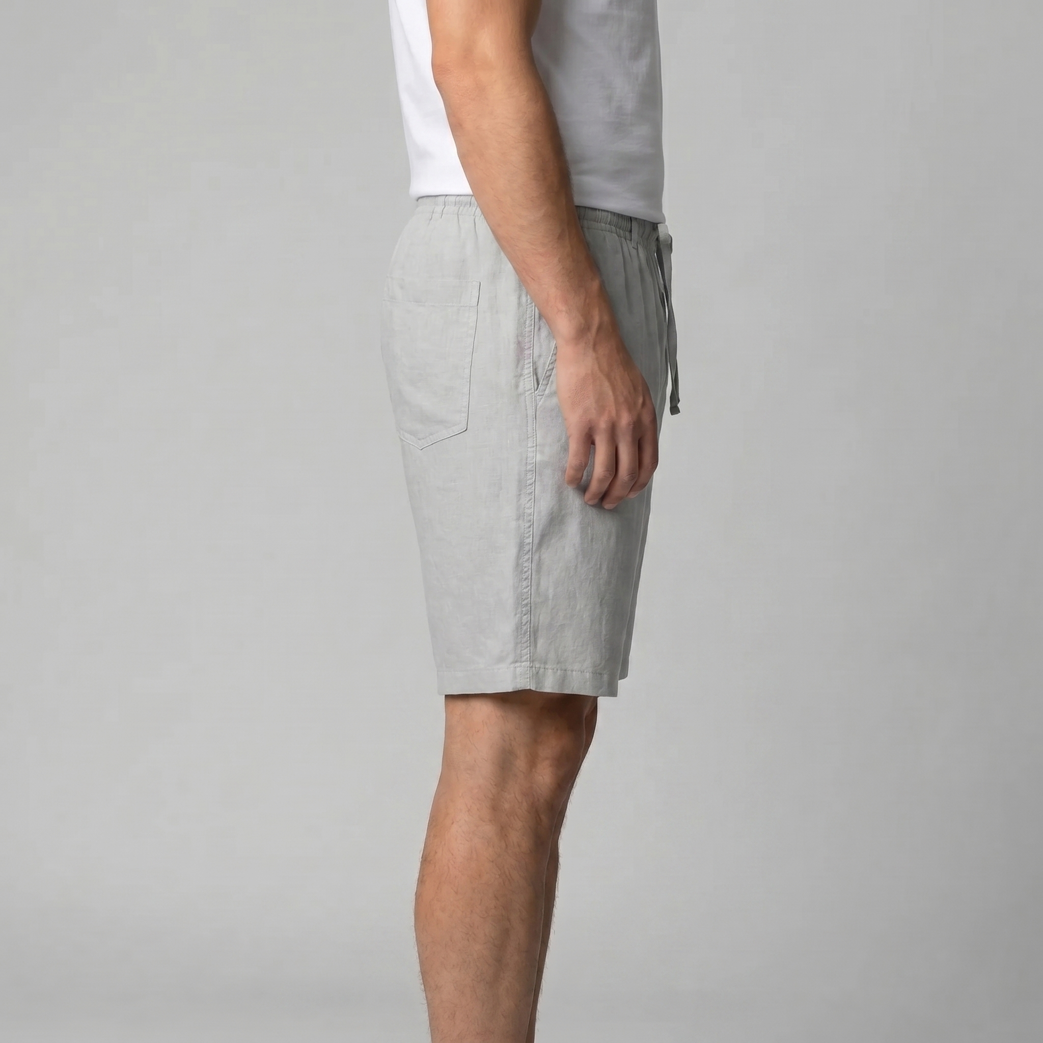 Herren Leinen Shorts Mit Elastischem Kordelzug