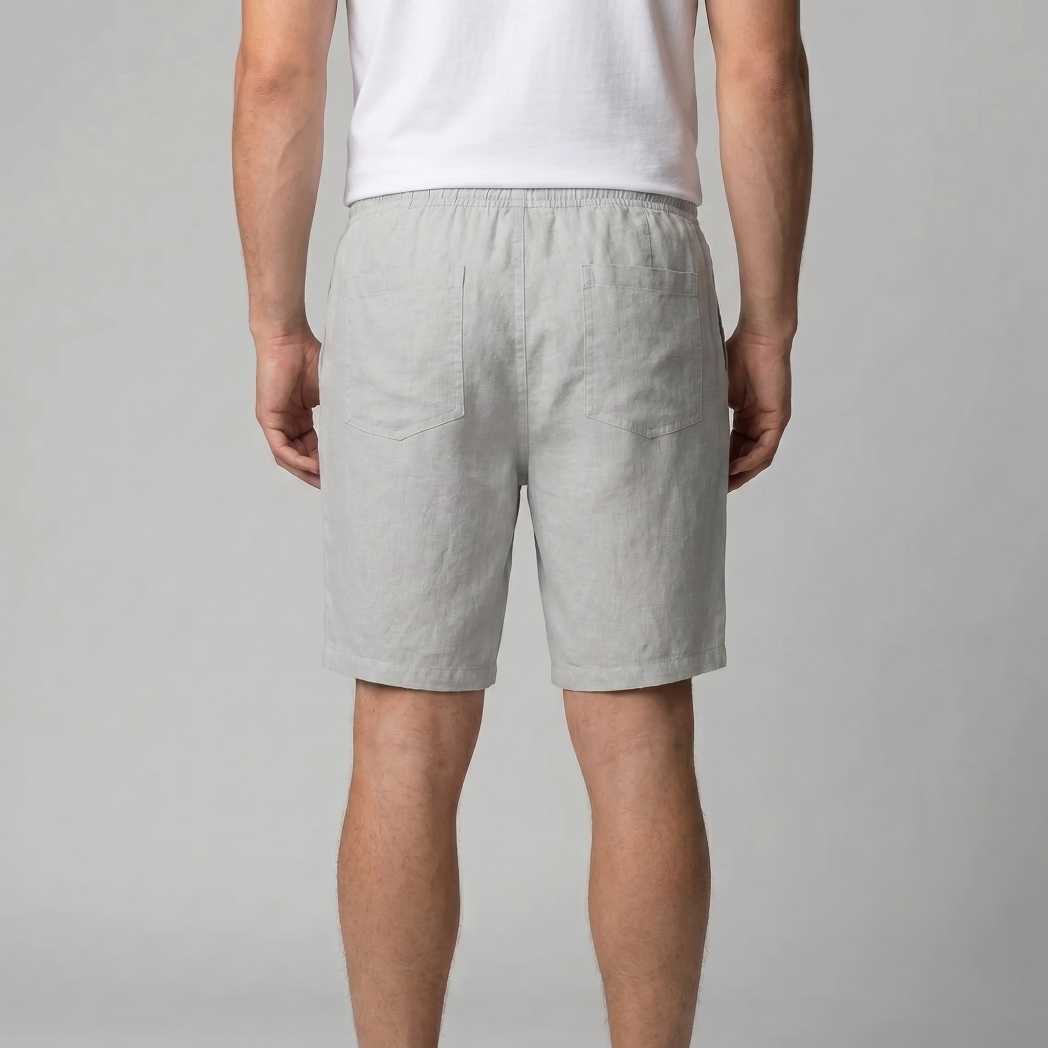Herren Leinen Shorts Mit Elastischem Kordelzug