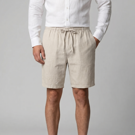 Herren Leinen Shorts Mit Elastischem Kordelzug