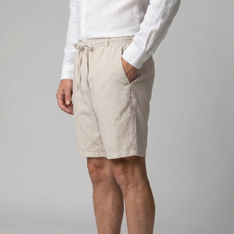 Herren Leinen Shorts Mit Elastischem Kordelzug