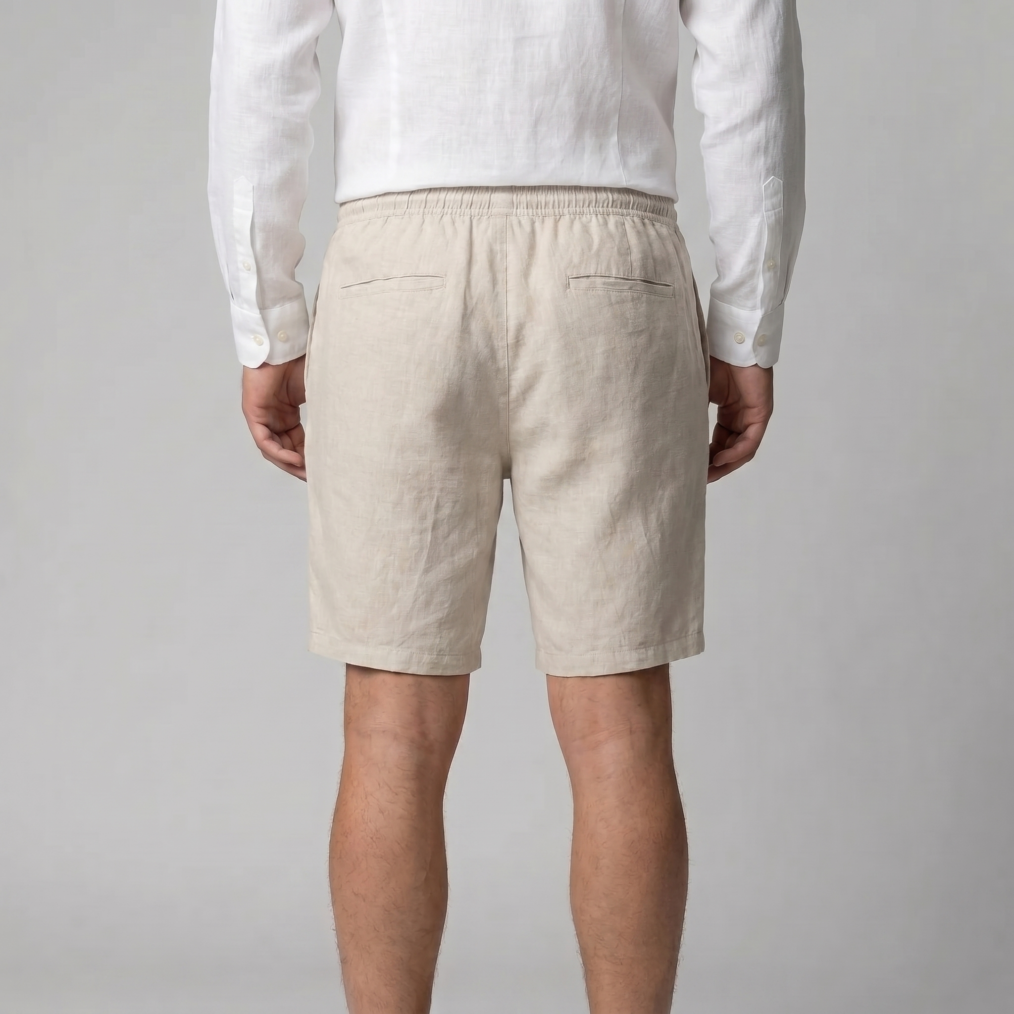 Herren Leinen Shorts Mit Elastischem Kordelzug