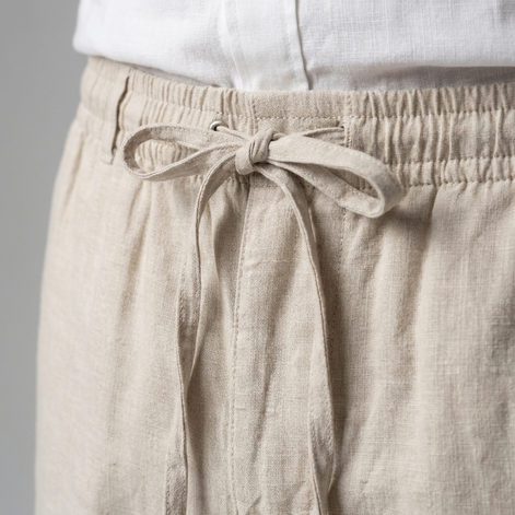 Herren Leinen Shorts Mit Elastischem Kordelzug