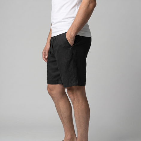 Herren Leinen Shorts Mit Elastischem Kordelzug