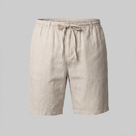 Herren Leinen Shorts Mit Elastischem Kordelzug