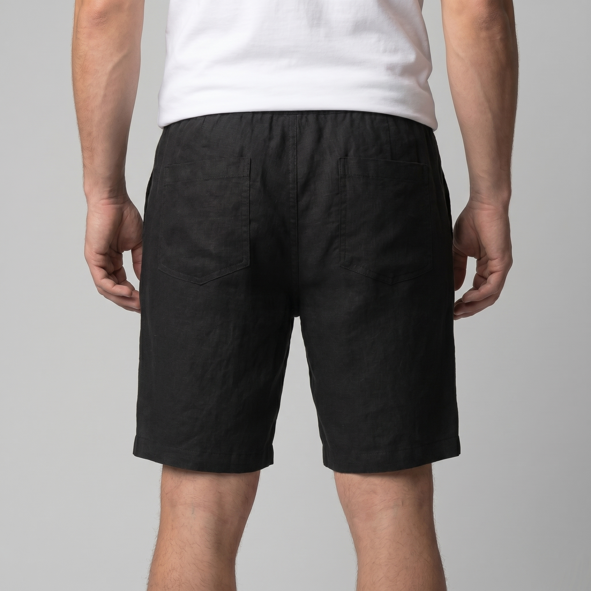 Herren Leinen Shorts Mit Elastischem Kordelzug