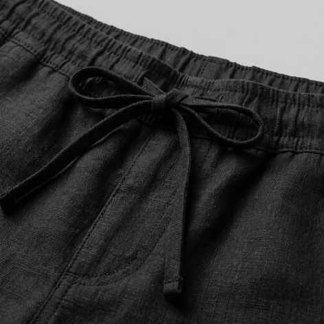 Herren Leinen Shorts Mit Elastischem Kordelzug