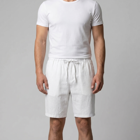 Herren Leinen Shorts Mit Elastischem Kordelzug