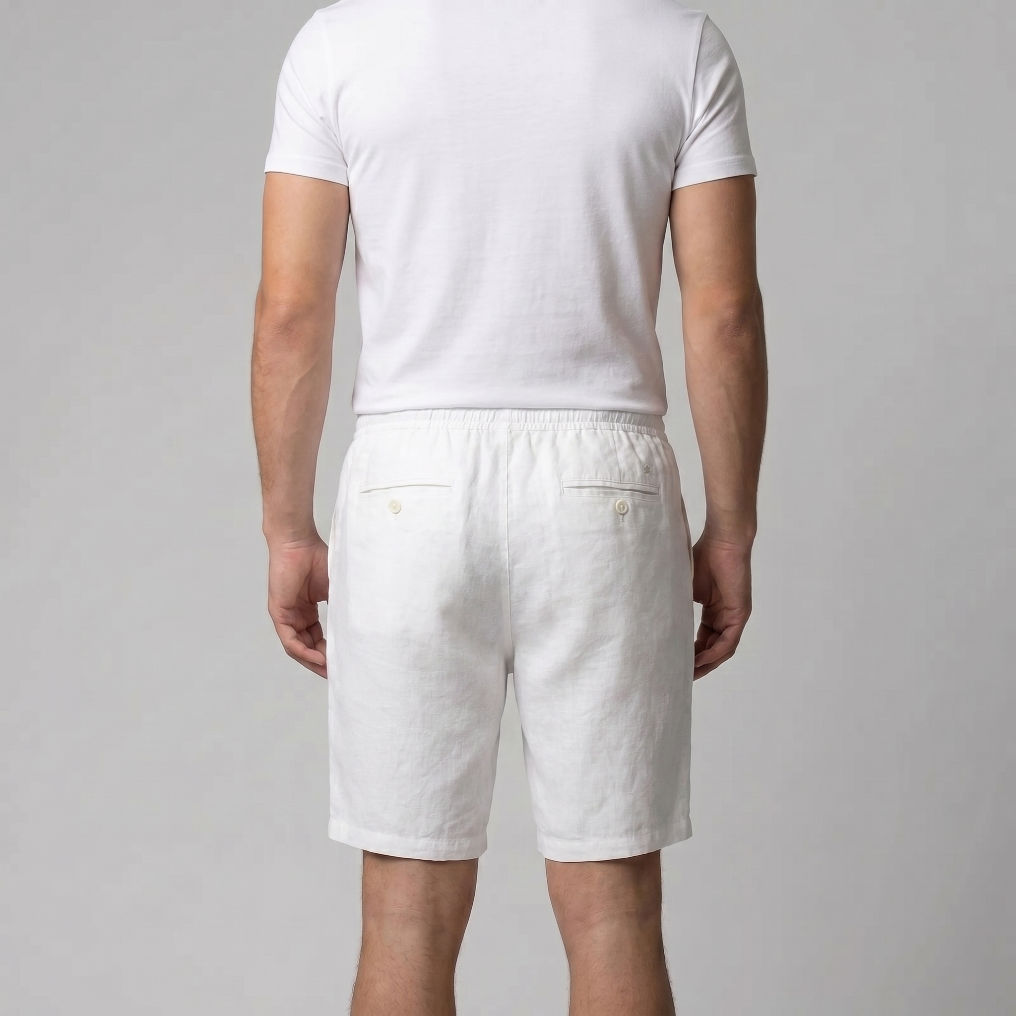 Herren Leinen Shorts Mit Elastischem Kordelzug
