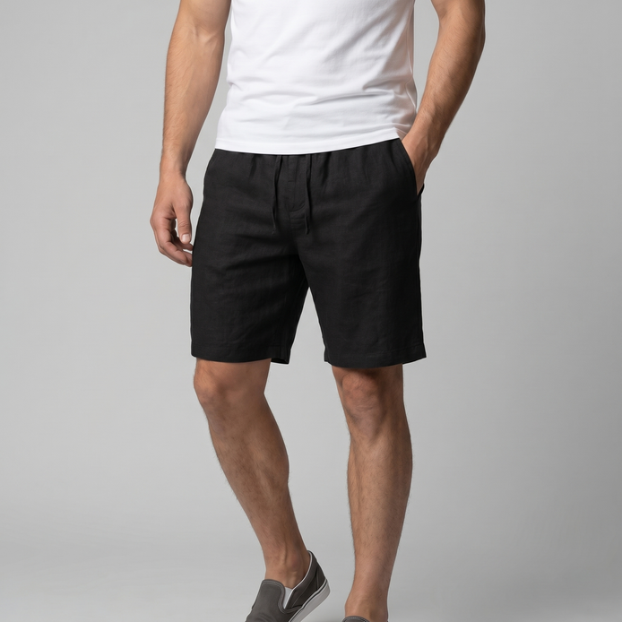 Herren Leinen Shorts Mit Elastischem Kordelzug