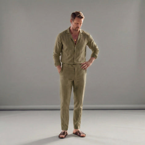 Herren Leinen Outfit Set