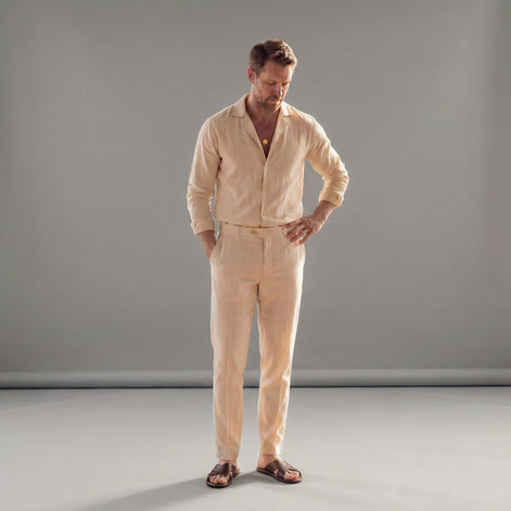 Herren Leinen Outfit Set