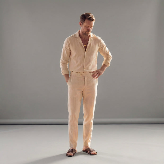 Herren Leinen Outfit Set