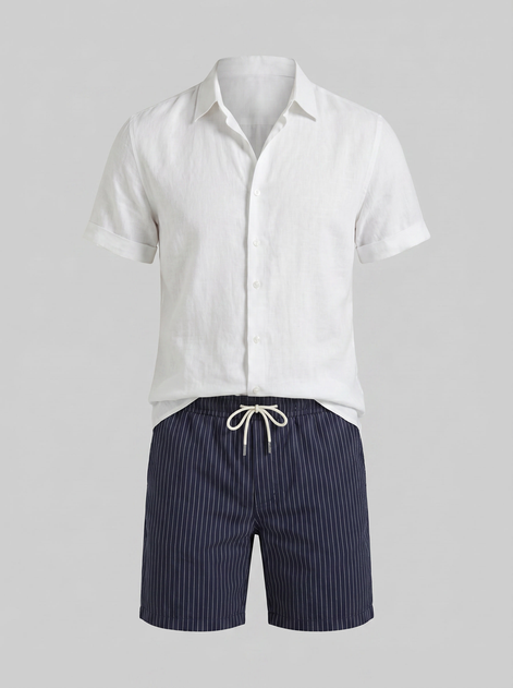 Herren Leinenhemd und Shorts Set