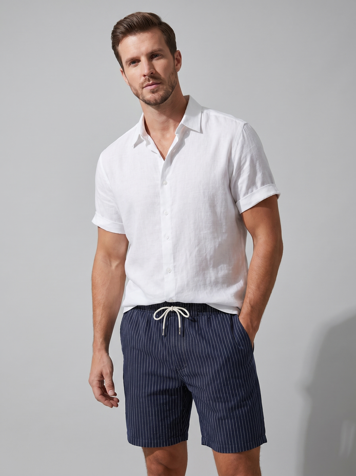 Herren Leinenhemd und Shorts Set