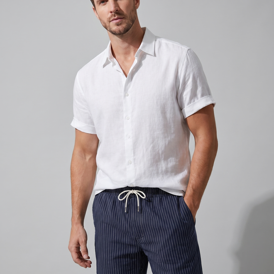 Herren Leinenhemd und Shorts Set