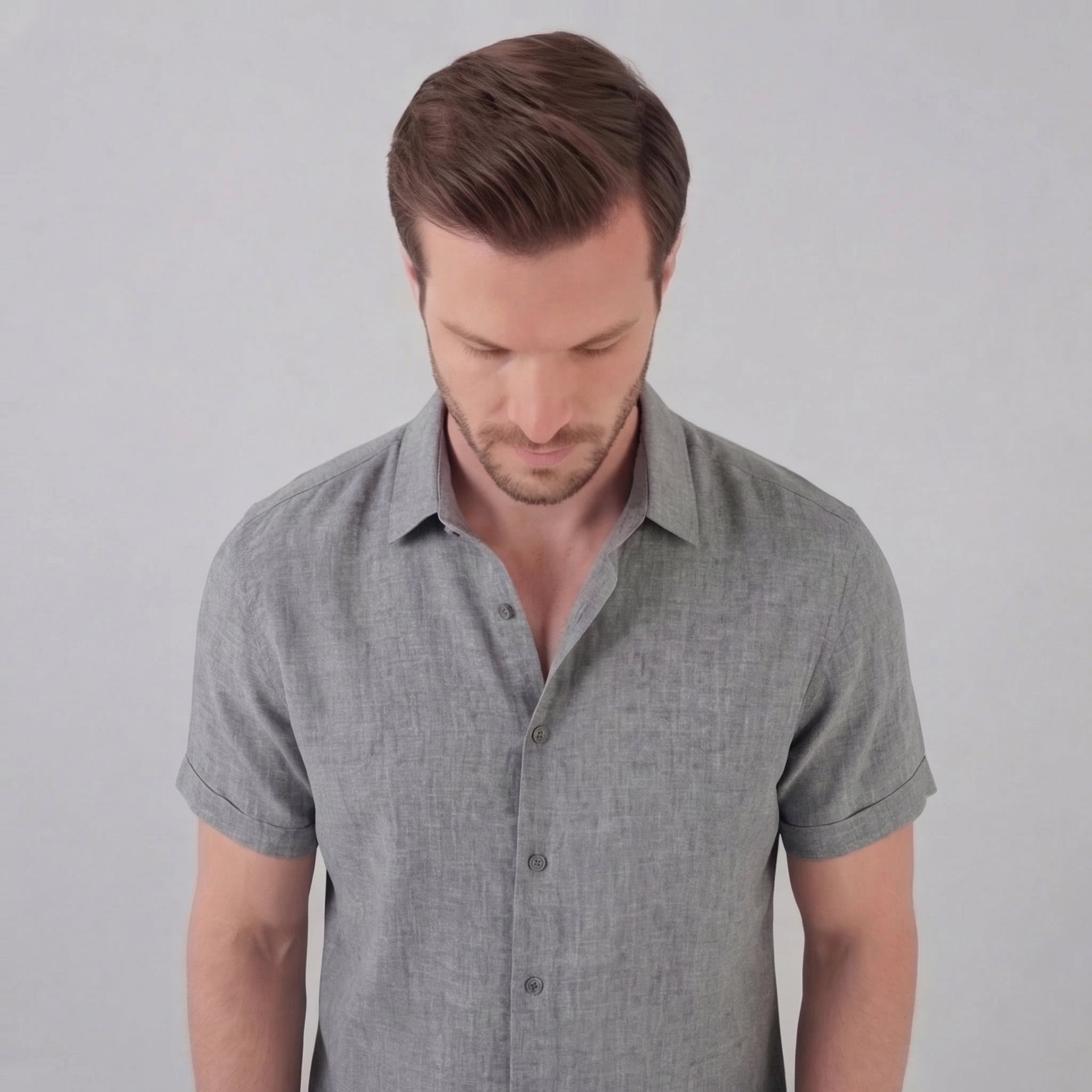 Herren Leinen Kurzarmhemd